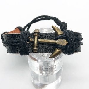 Black leather bracelet.